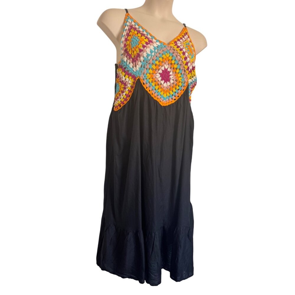 Raviya Crochet Swim Cover Up Size 0X Sundress Smocked Stretch Adjustable Straps - Picture 5 of 14